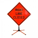 Roll Up Sign & Stand - 48 Inch Right Lane Closed Roll Up Reflective Traffic Sign